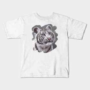 White Tiger Cub painting Kids T-Shirt